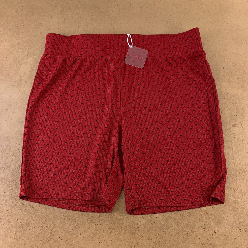 Urban Threads Women's Size 22 Burgundy Polka Dot Ribbed Knit Bike Short NWT